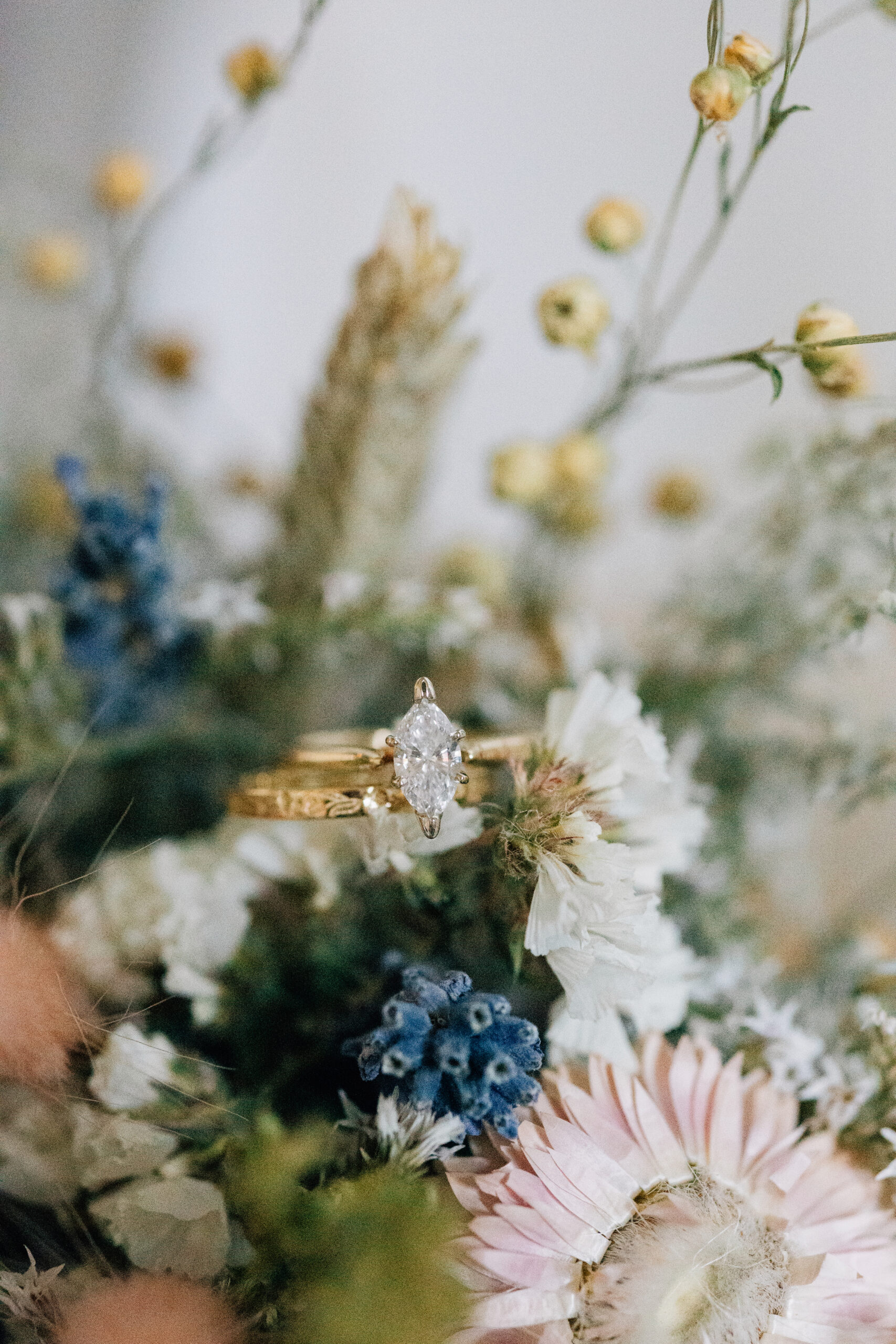 Wedding Rings in Bridal Bouquet